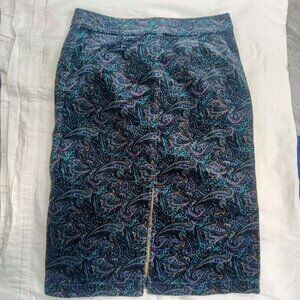 Chadwicks Of Boston Paisley Print Pencil Skirt 8P Layered Jeweled Tones